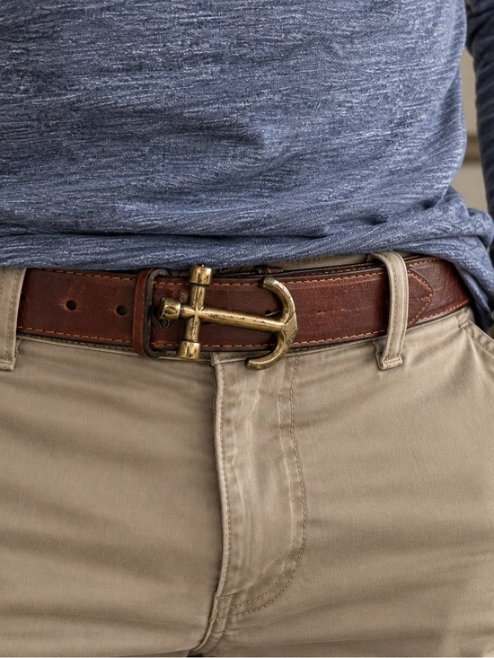 J. Crew Other - Vintage J.Crew Leather Belt Brass Anchor Buckle Cocoa Brown Sz S